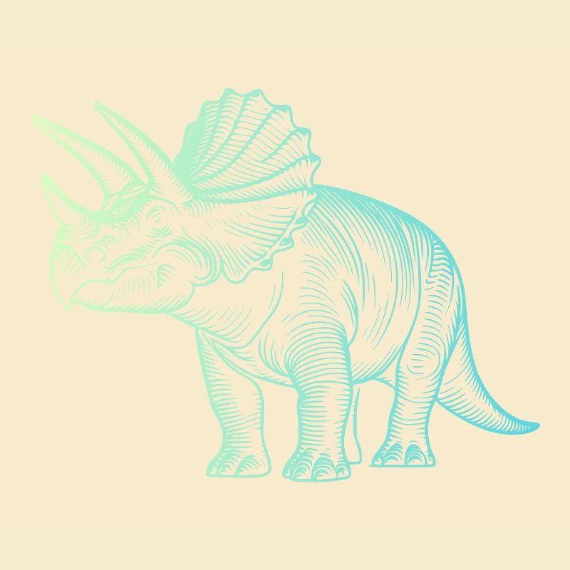 Triceratops Dinosaur Drawing Gradient Blue Green