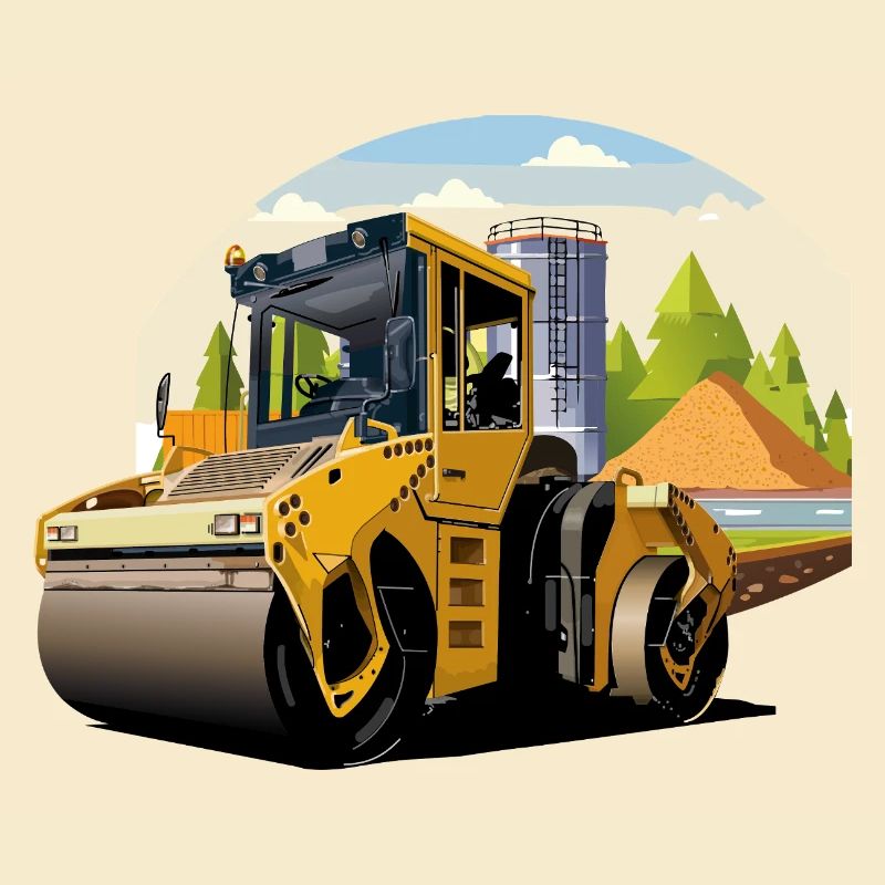 Road roller at work