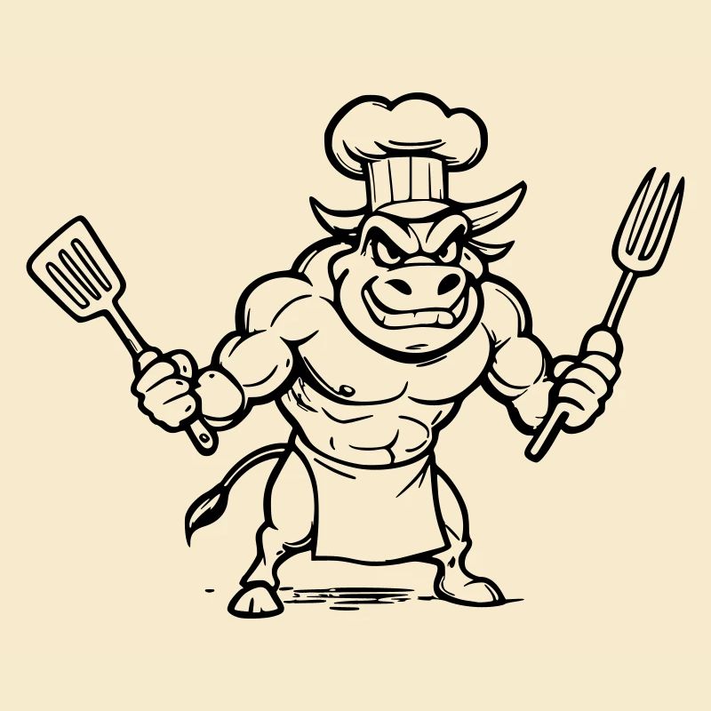 Taureau chef cuisinier 