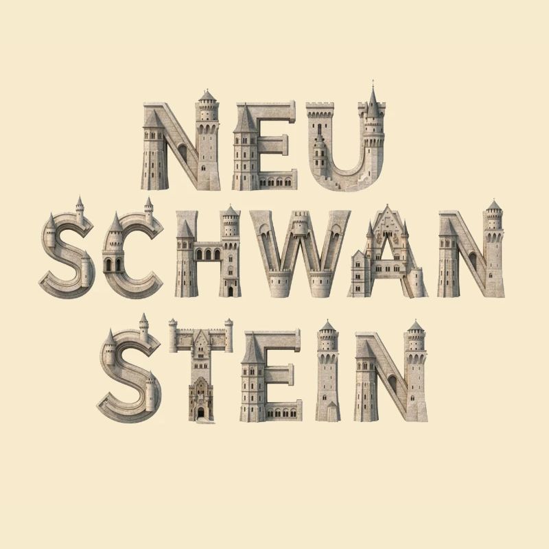 Neu Schwanstein Buchstaben aus Stein
