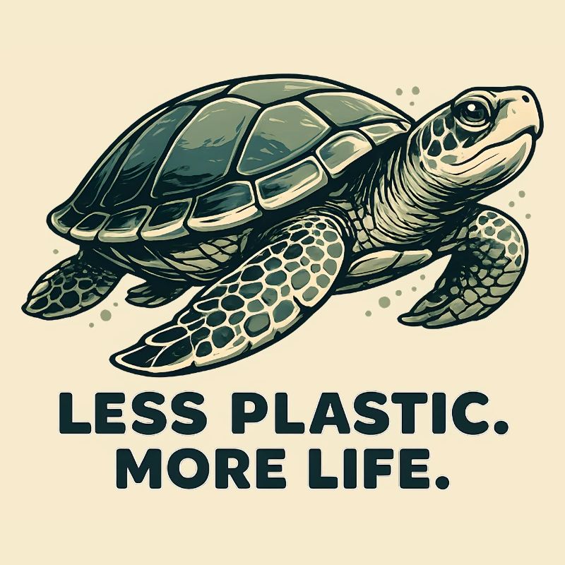 Less Plastic More Life Turtles Design