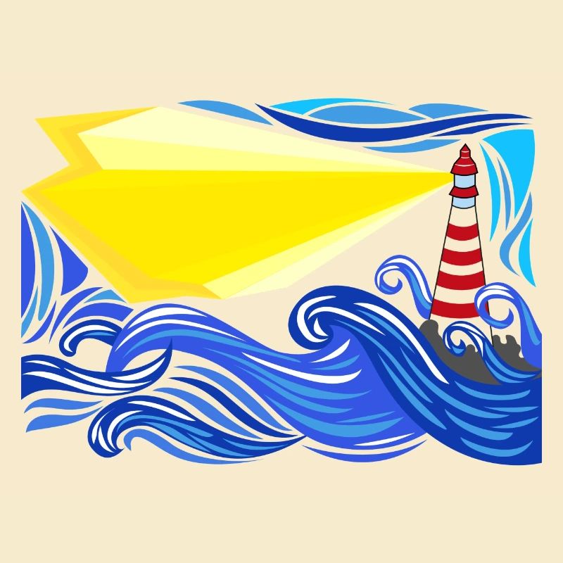 mer dans la tempête avec le phare