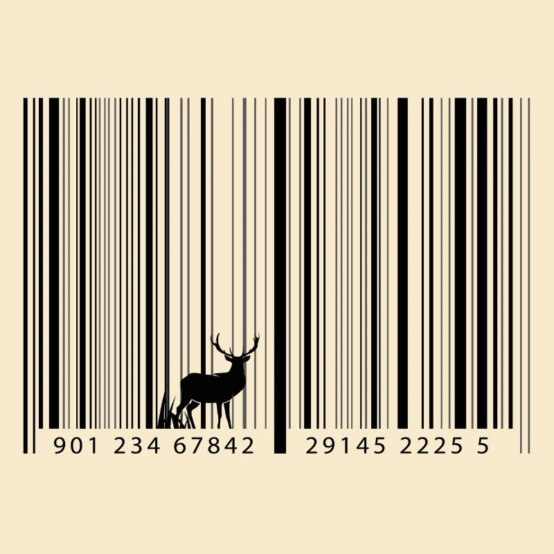 Barcode als Wald mit Hirsch