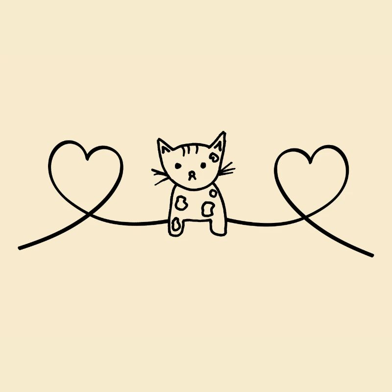 Chat amour chat avec coeurs