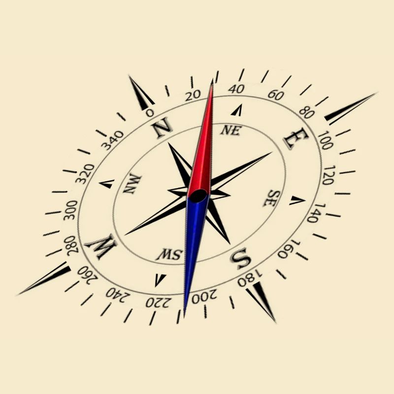 Compass with perspective and black scale
