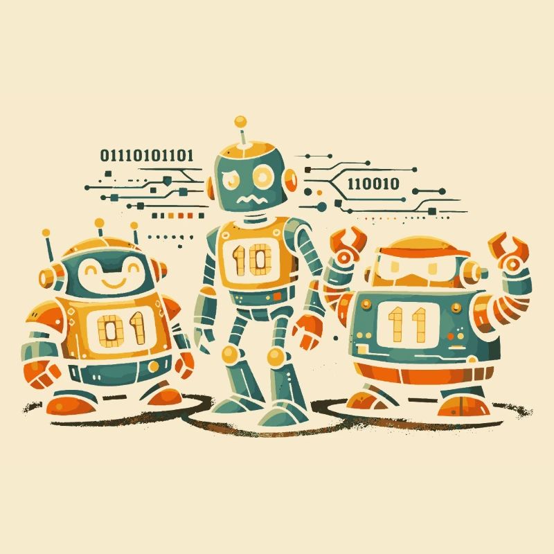 Geek Robots Binary Code Computer Science IT
