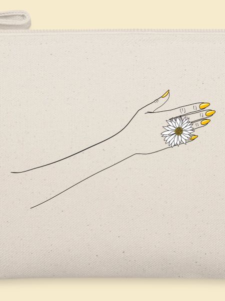 Hand mit Blume - outline