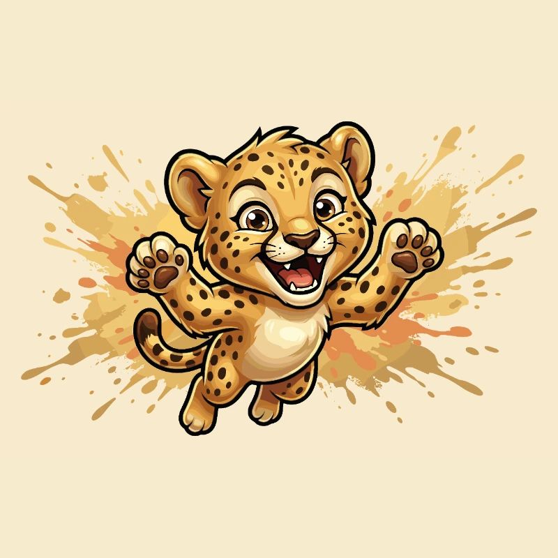 Jumping leopard cub