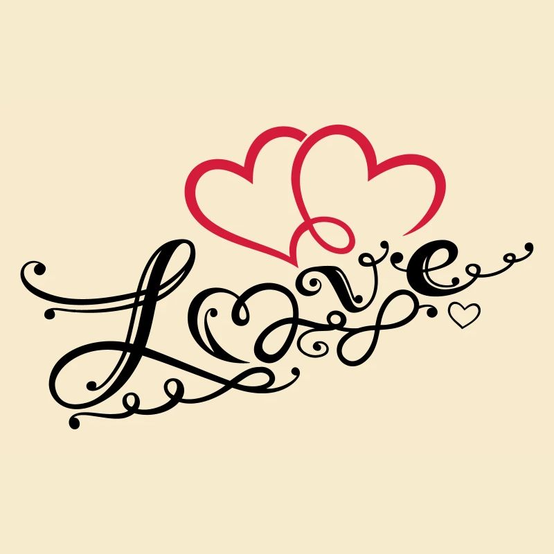 Two hearts with ornament and infinity loop.