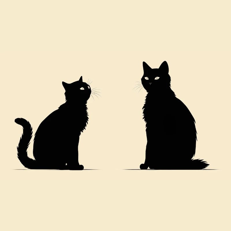Silhouette noire de deux chats.