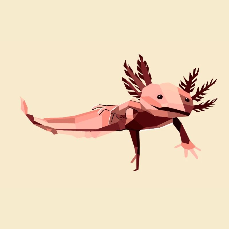 Low poly geometric axolotl in pink