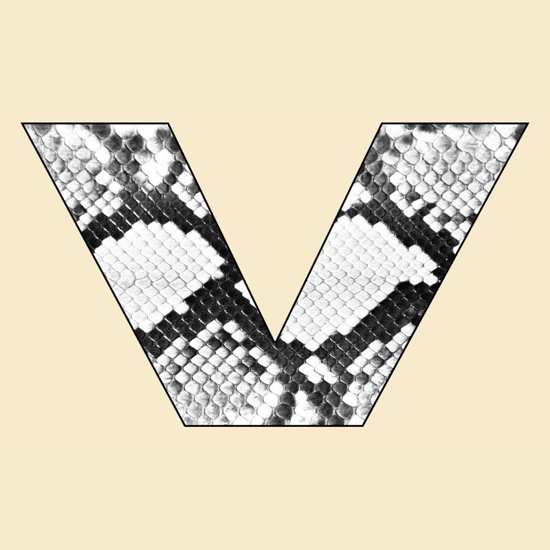 Schlangenmuster Buchstabe v