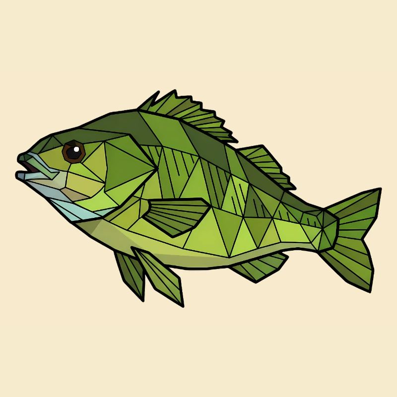 Geometrischer Flussbarsch Low Poly