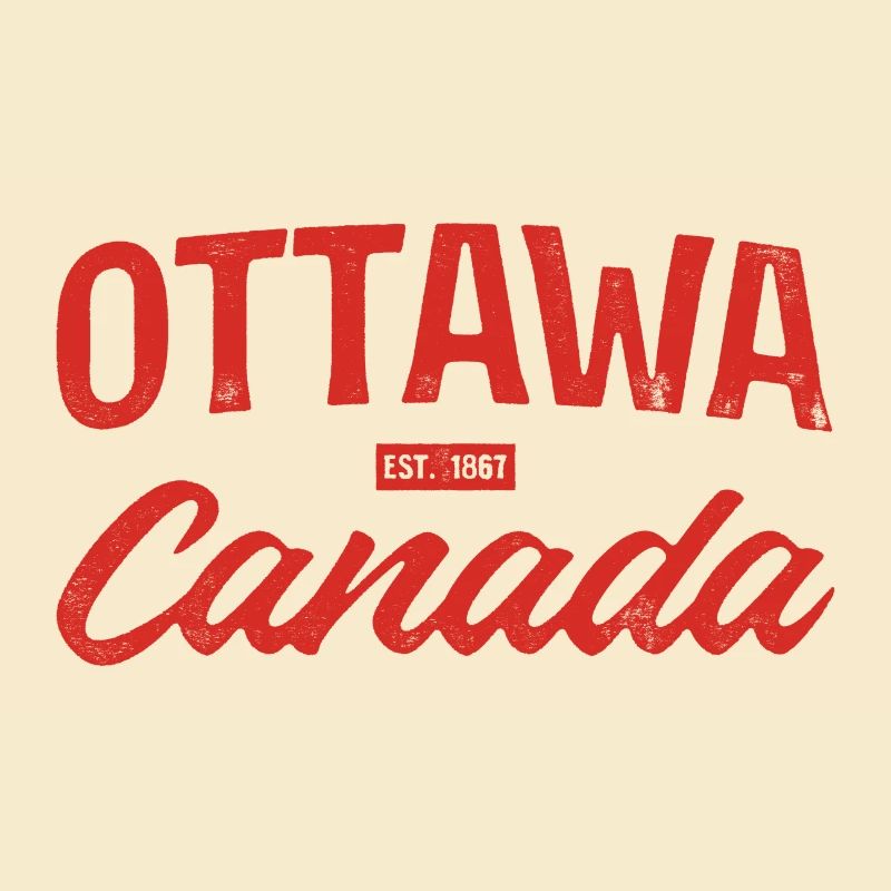 Ottawa Canada Retro Script Red