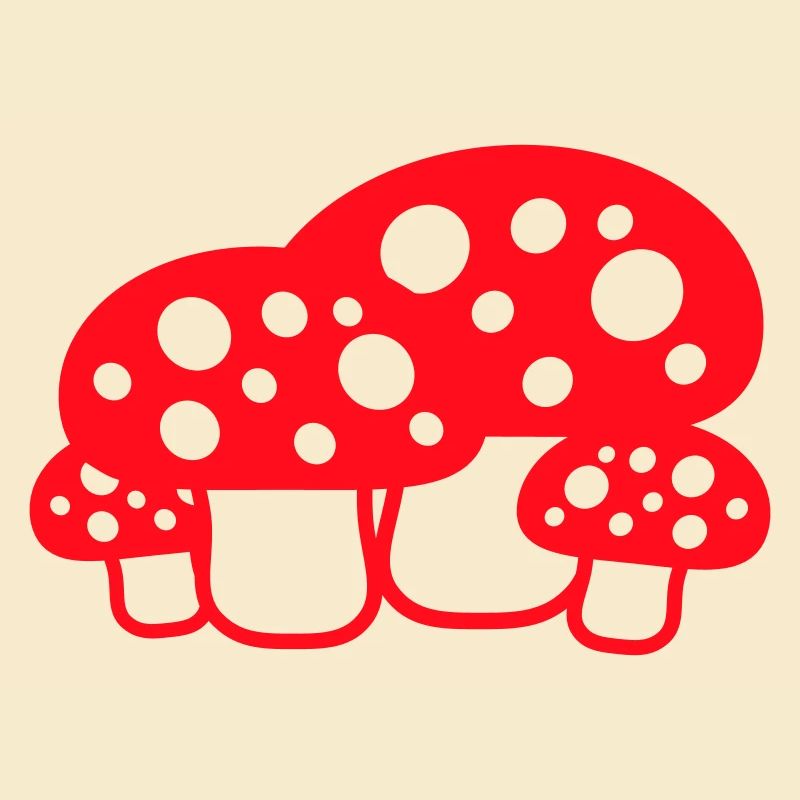 Many Mushrooms Red Dots Pattern Toadstool Fungus