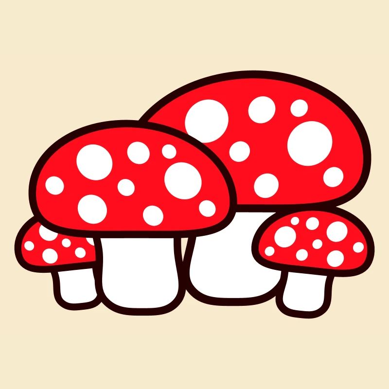 Many Mushrooms Red Dots Pattern Toadstool Fungus