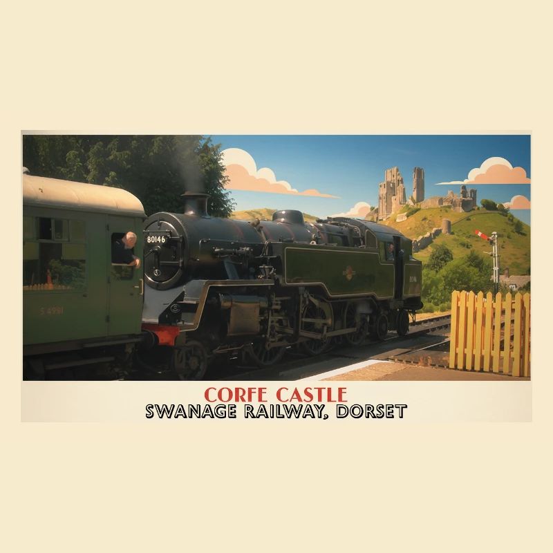 Corfe Castle Steam Train Poster