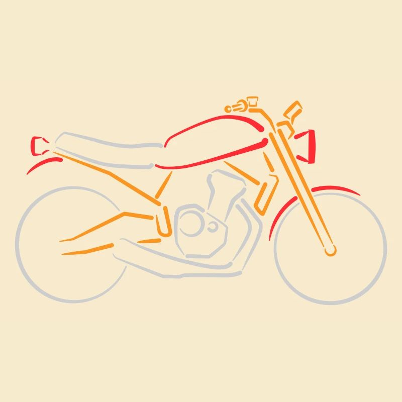 Moto Classique Bike Contours Multicolore