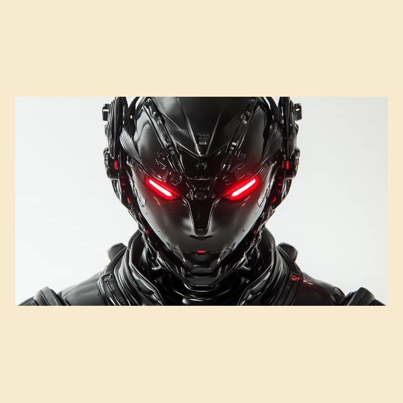 Futuristischer Roboter mit rot leuchtenden Augen