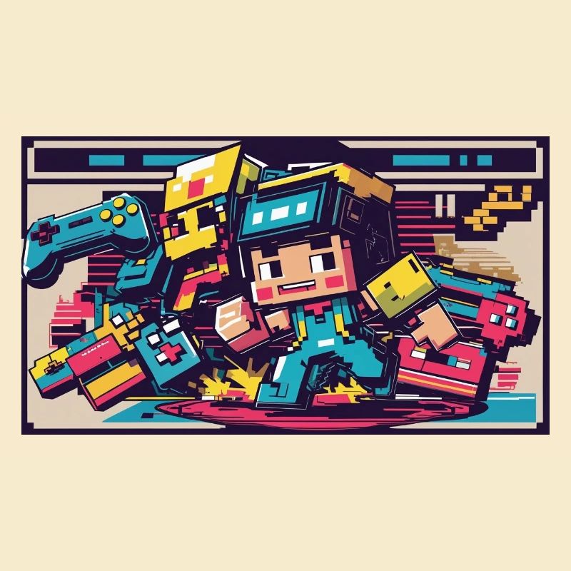 Voxel Gaming Held mit Retro-Design