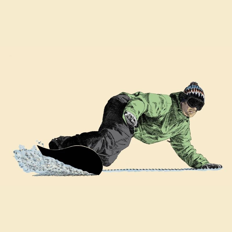 Freerider Snowboarder auf Abfahrt