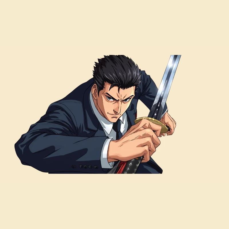 anime im Anzug mit Schwert