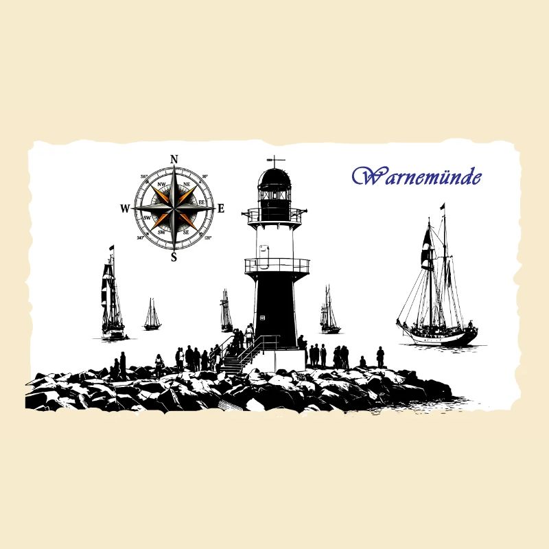 Warnemünde Leuchtturm Kompass Edition