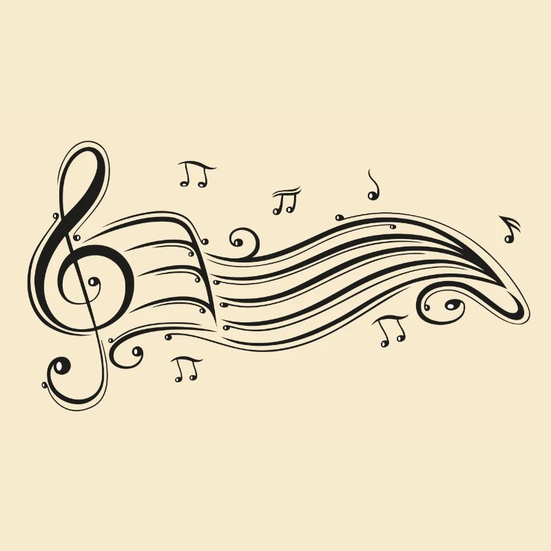 Clef avec partitions et notes de musique.