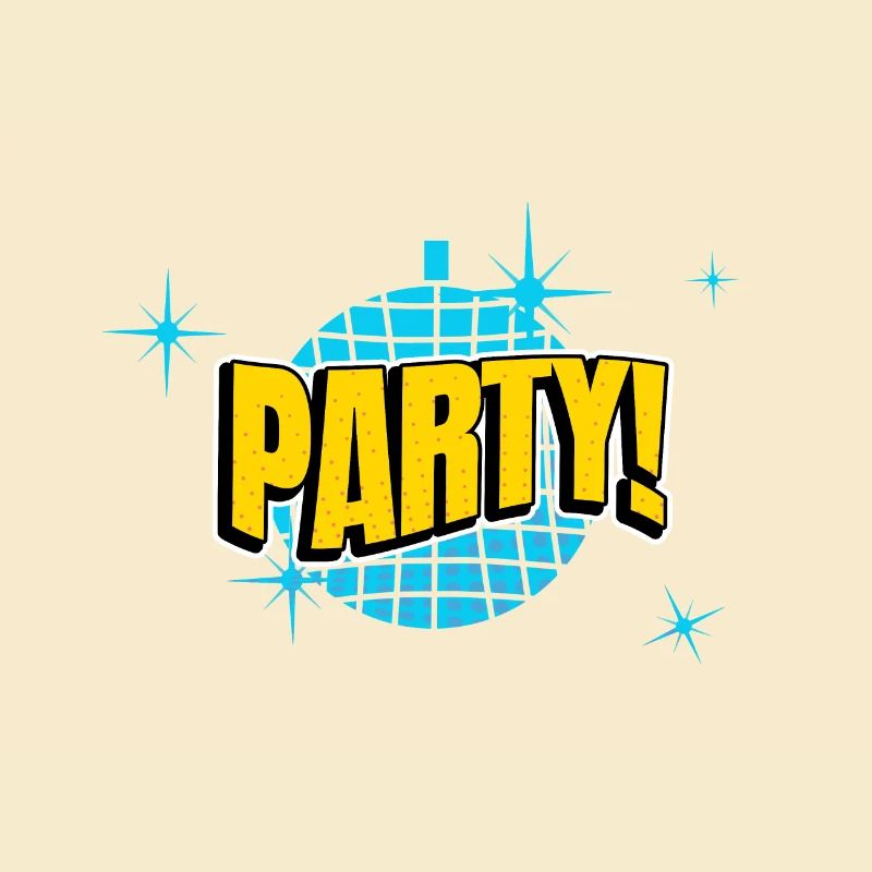 Party Disco Comic Style Bubble Graffiti Lettering