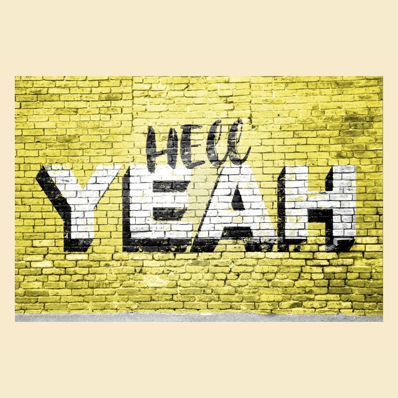 Oui graffiti de mur de briques