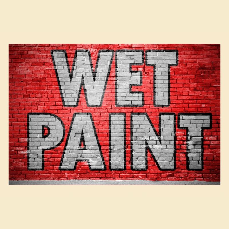 Wet Paint Ziegelsteinmauer Graffiti