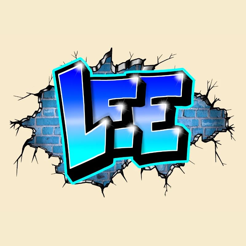 Graffiti LEE Blue Brick Risse