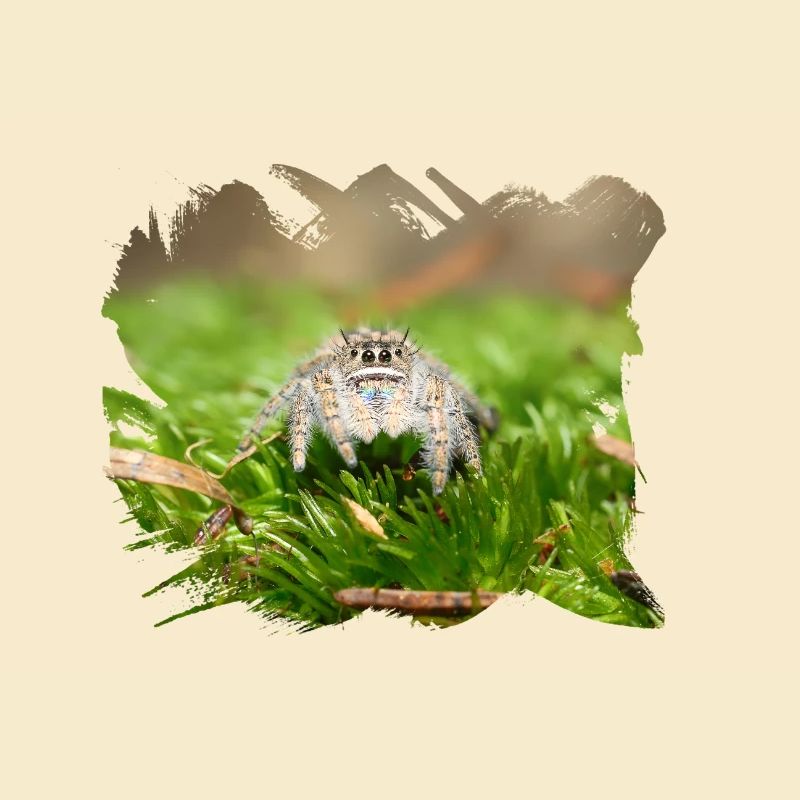 Phidippus texanus jumping spider, spring spinne.