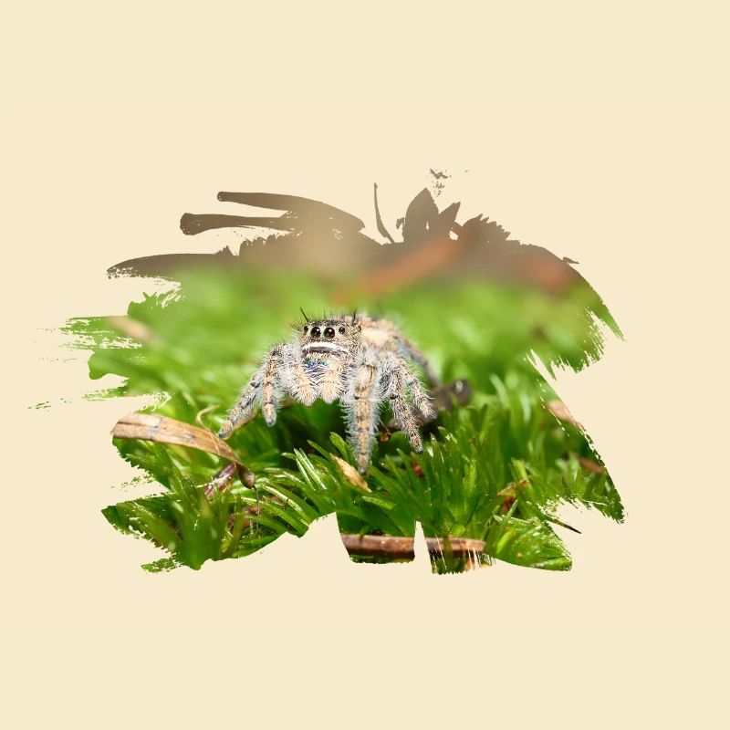 Phidippus texanus jumping spider, spring spinne.