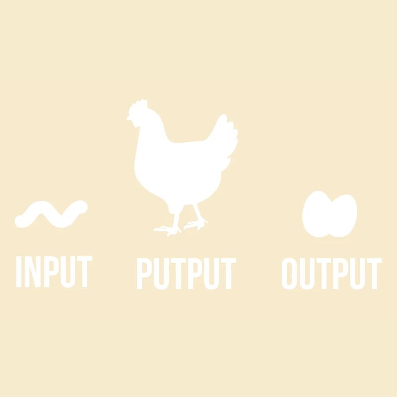 Input Putput Output Lustig Hühner Huhn Bauer