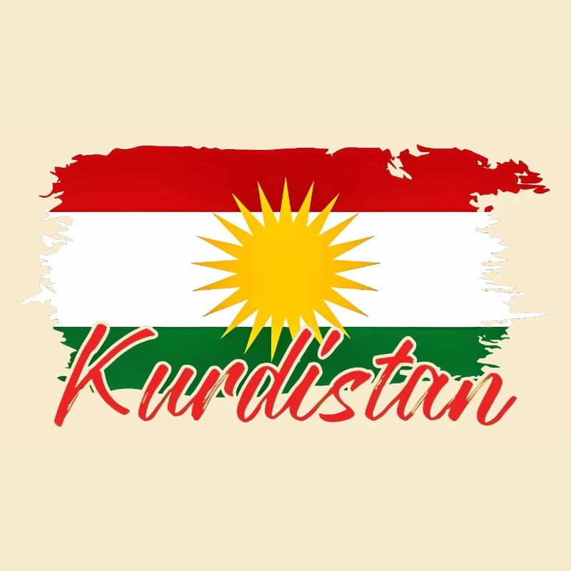 Drapeau kurde avec les Kurdes du Kurdistan