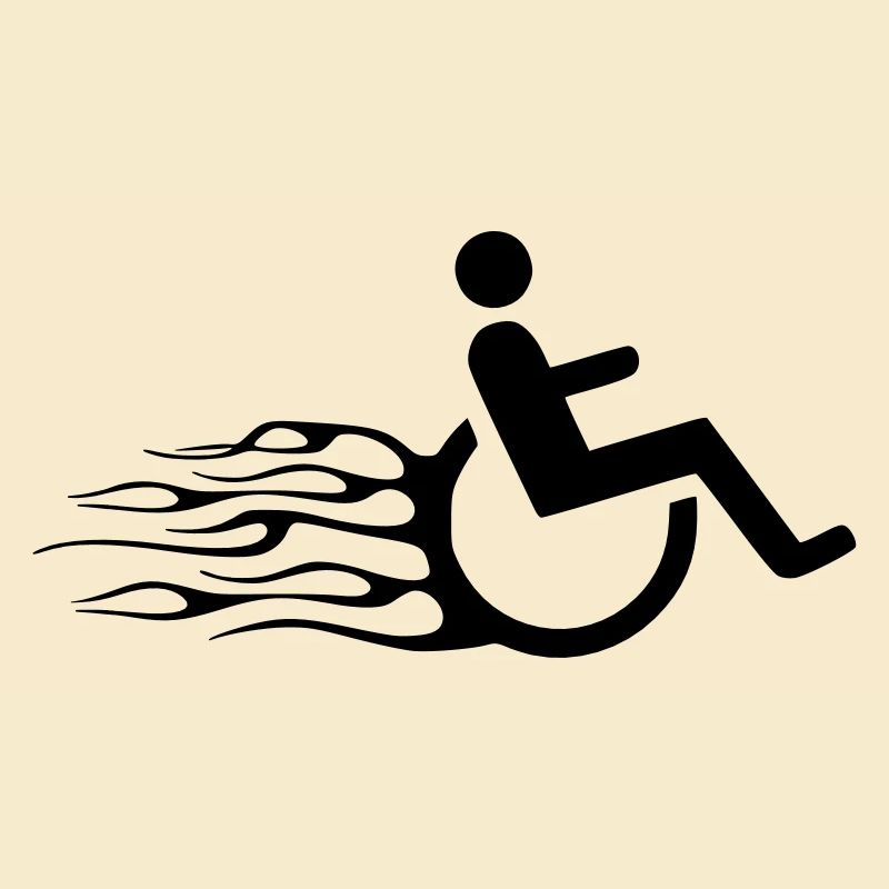 Rollstuhlfahrer mit Flammen #