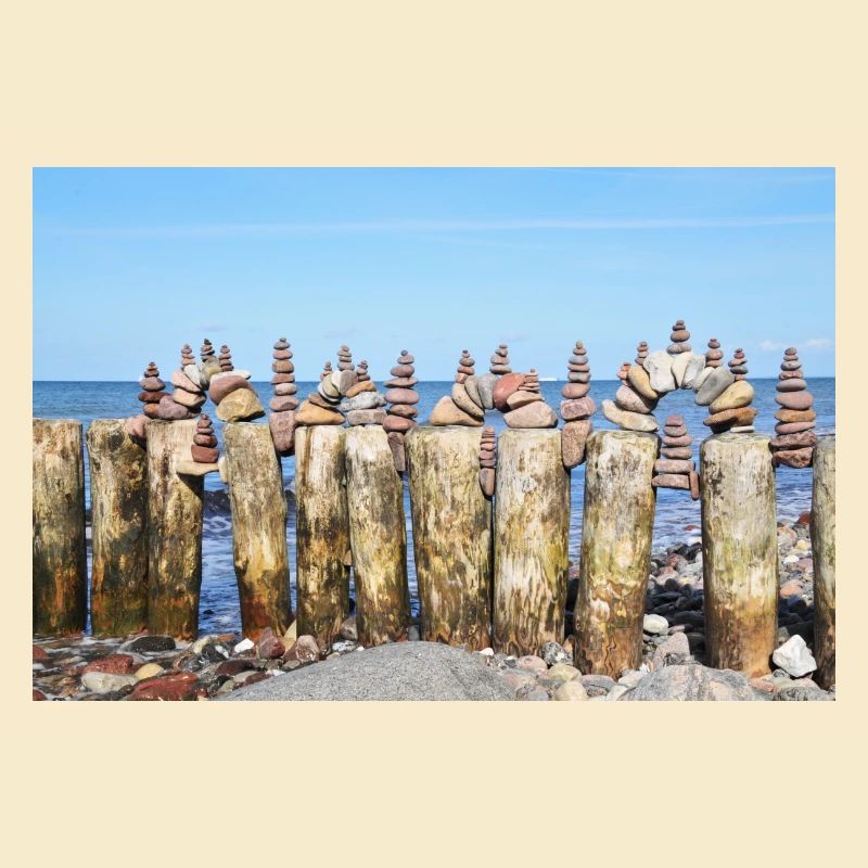 Mit Steinmännchen Kunst am Strand