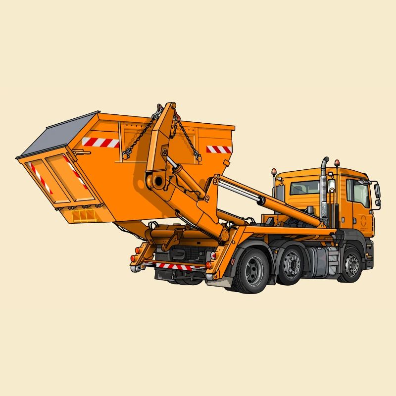 Truck with skip, skip loader