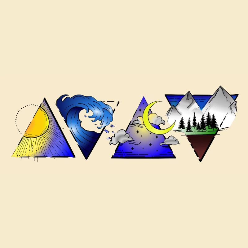 four elements coloured landscape