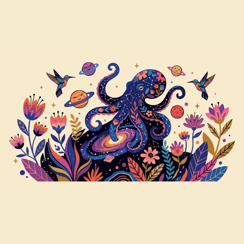 Psychedelic Kraken Bülten Nature Animals Pattern