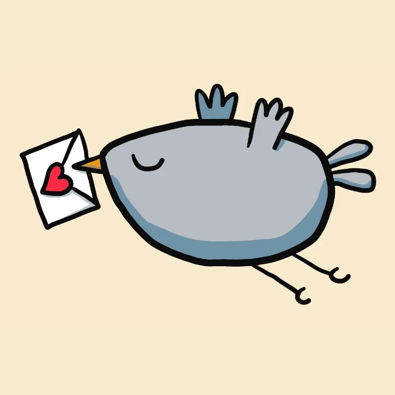 Vogel mit Liebesbrief