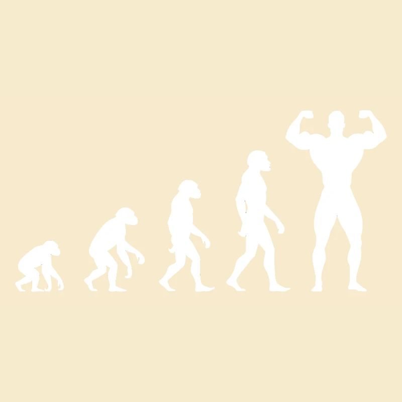 Evolution from prehistoric man to muscleman