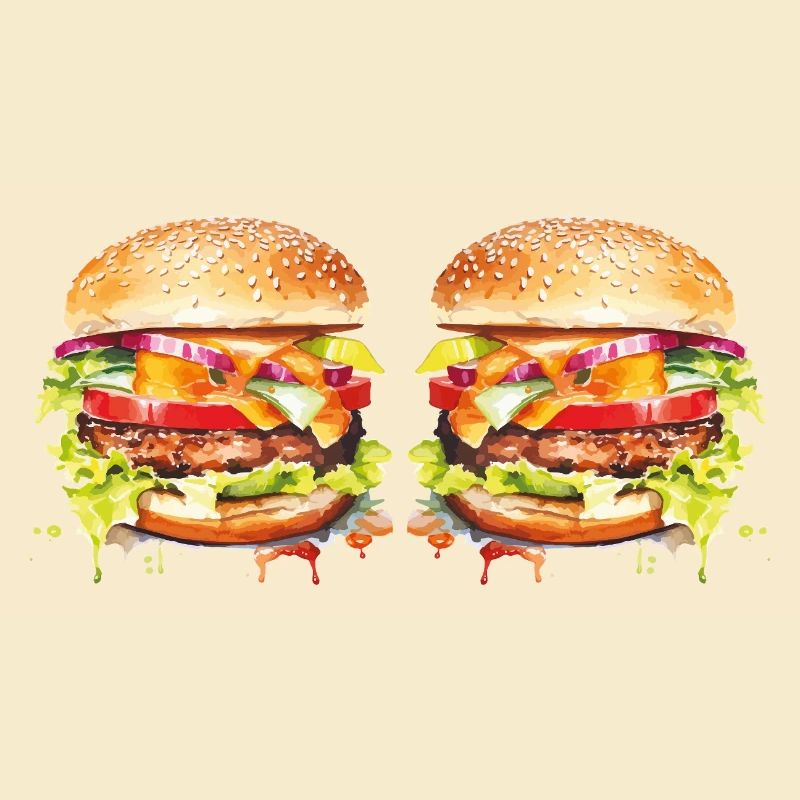 Burger Watercolor Explosion