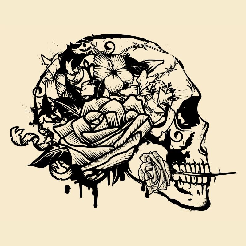 Skull mit Rose