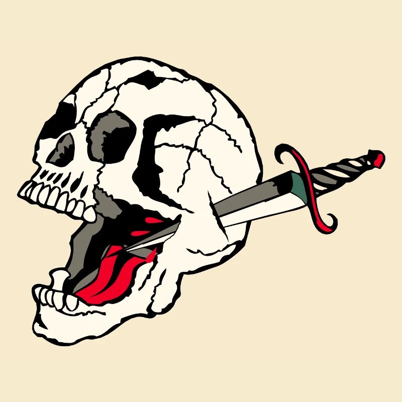 Schädel durchbohrt Todesknospendolch der alten Schule