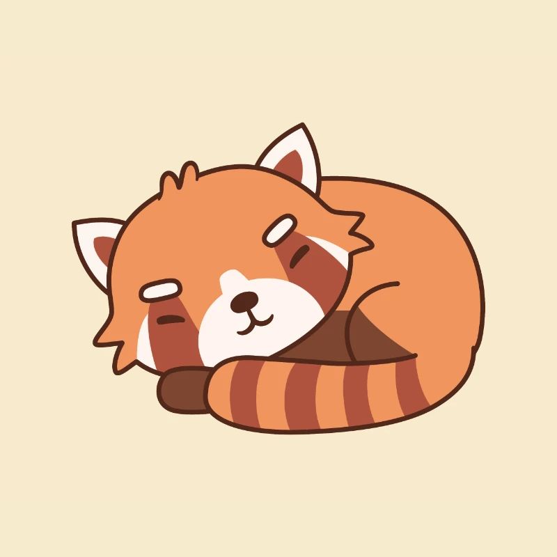 Cute Sleeping Red Panda Doodle