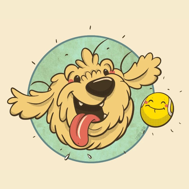 cockapoo Thor mit Tennisball