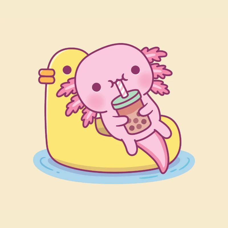Mignon Axolotl Chilling sur Duck Pool Float