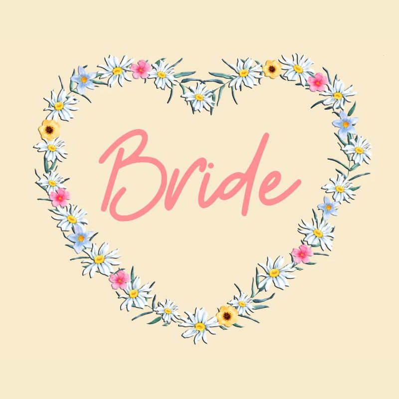 Team Bride! Blumen-Herz, personalisierbar